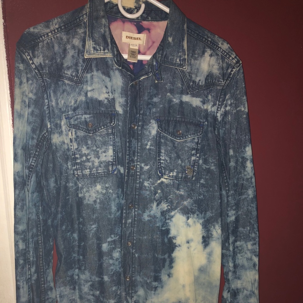 Washed denim button down